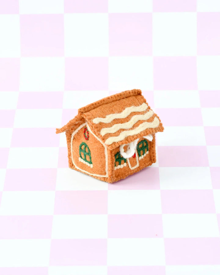 Sale Felt Gingerbread House, Green Windows