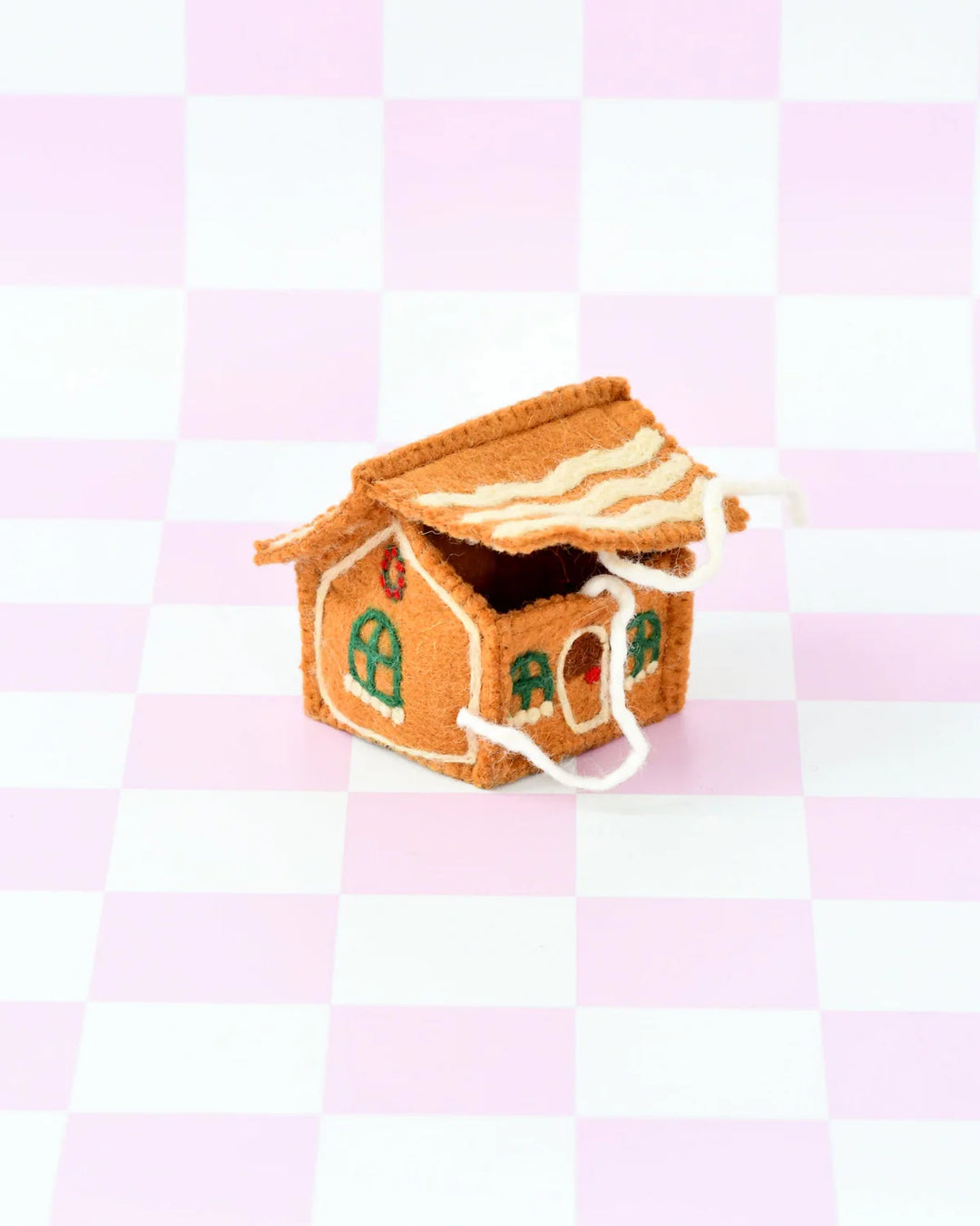 Sale Felt Gingerbread House, Green Windows