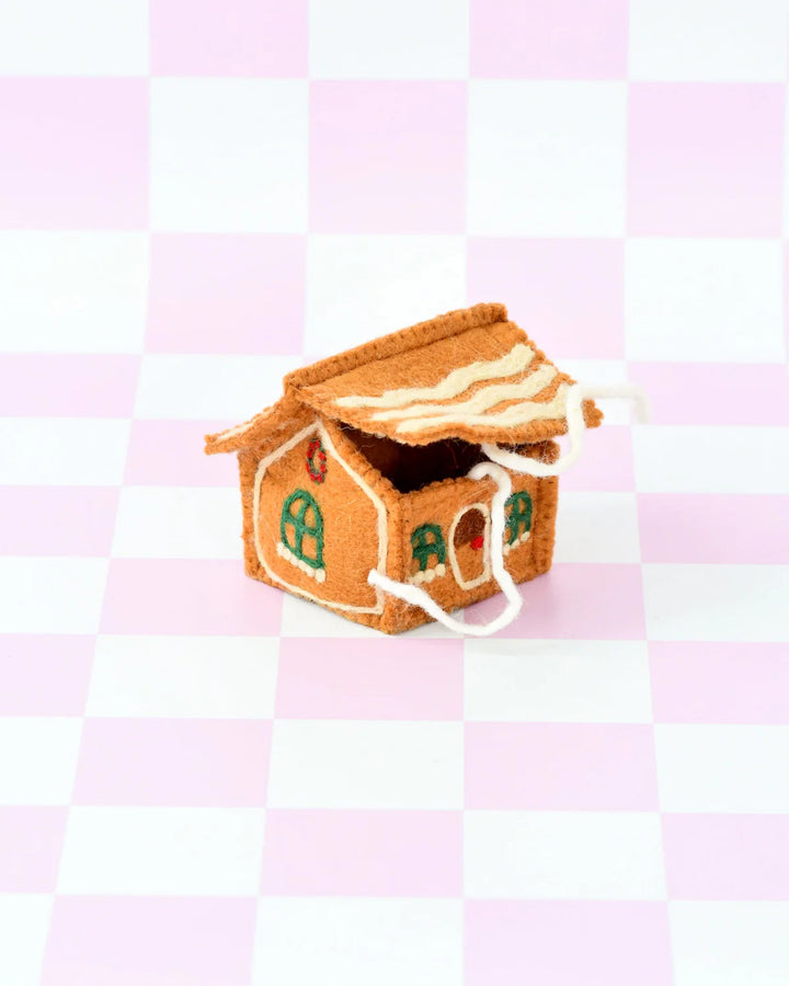 Sale Felt Gingerbread House, Green Windows