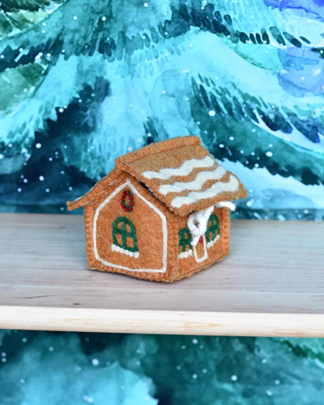 Sale Felt Gingerbread House, Green Windows