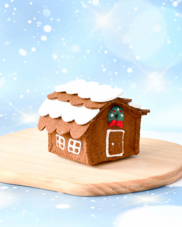 Sale Felt Gingerbread House, Green Wreath