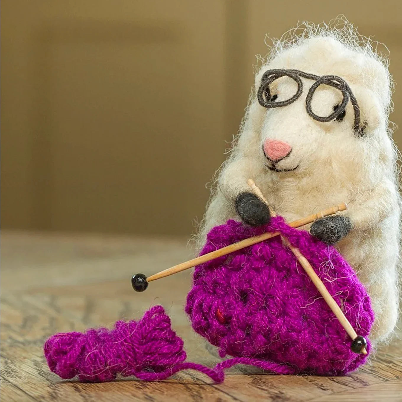 Felt Knitting Sheep, Purple