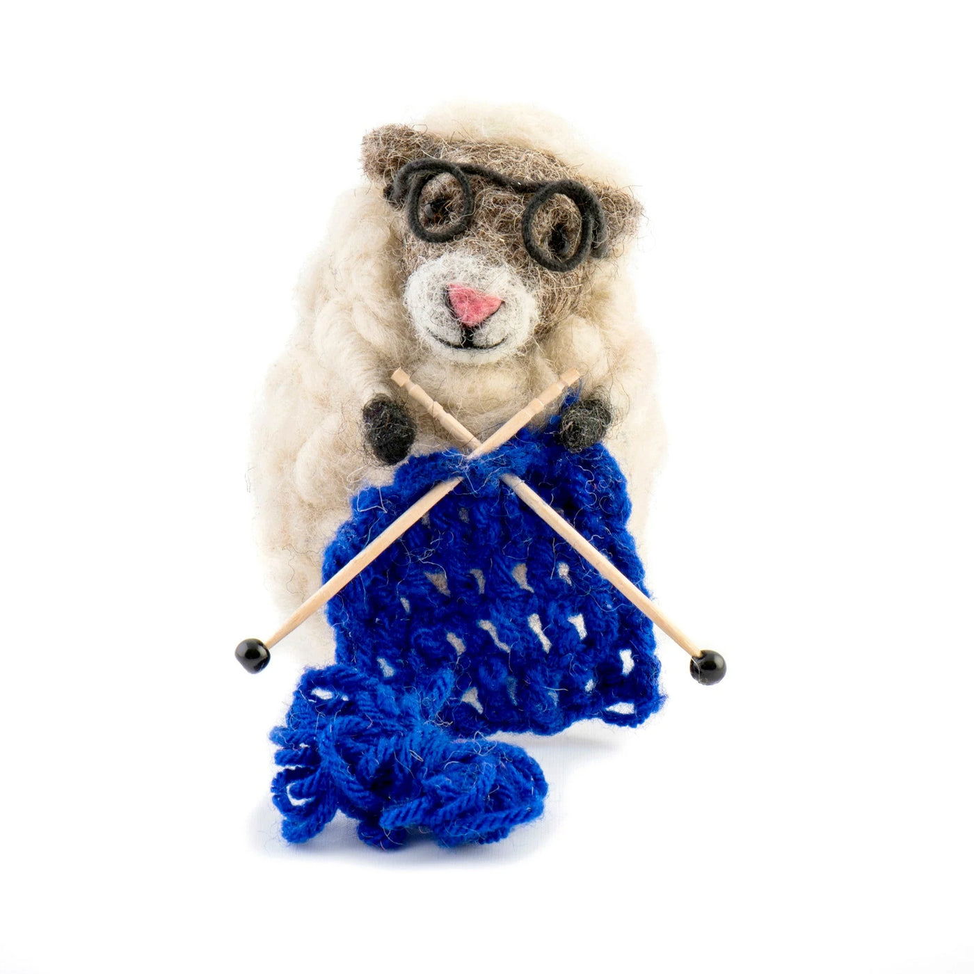 Felt Knitting Sheep, Blue