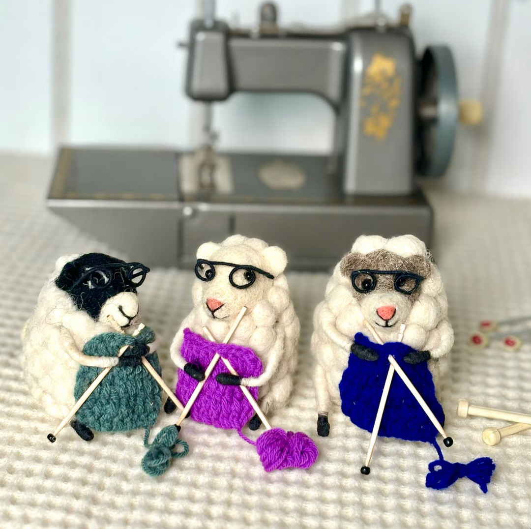 Felt Knitting Sheep, Blue