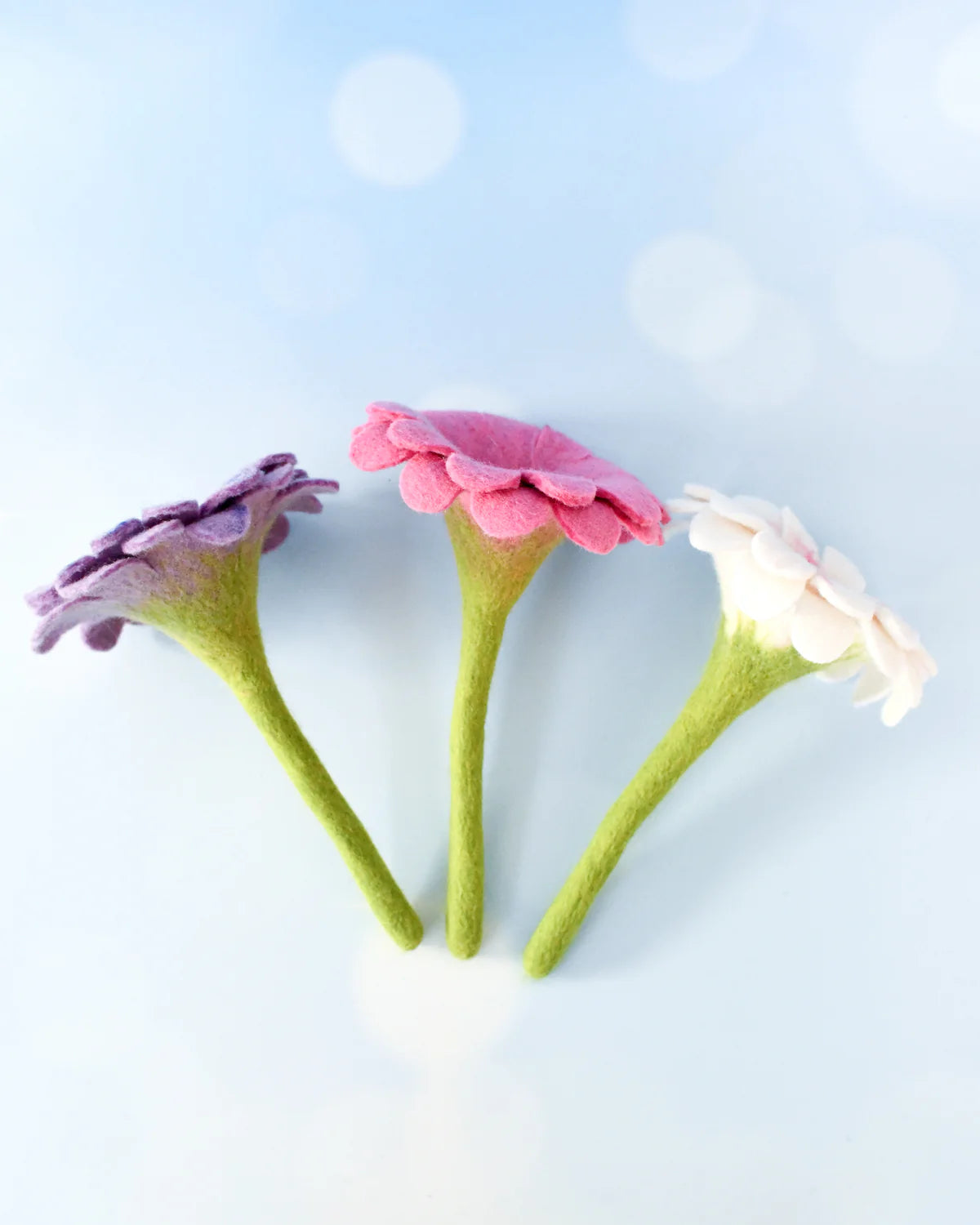 Pre-Order Felt Pastel Flowers Set of 3 (Ships in early September)