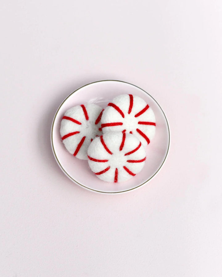 Sale Felt Peppermint Candy Lollies (Red and White), Set of 3