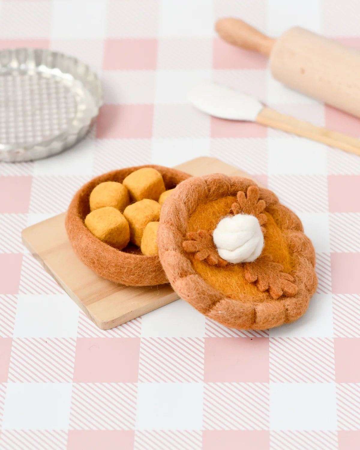 Pre-Order Felt Pumpkin Pie Play Food Set (Ships in September)