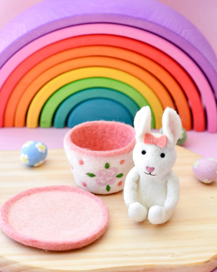 Felt Rabbit in Tea Cup Toy