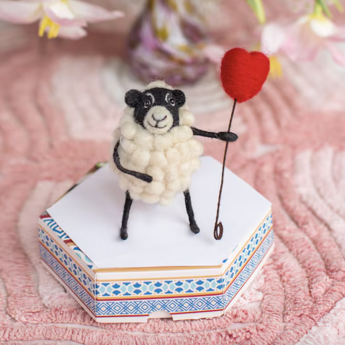 Felt Sheply Sheep with Heart Balloon