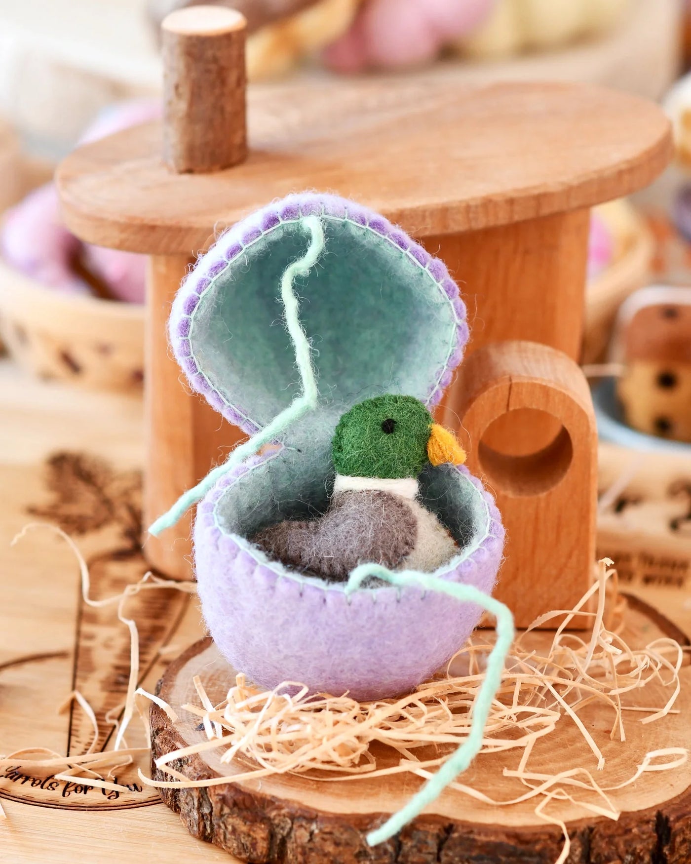 Felt Surprise Egg with Mallard Duck Inside