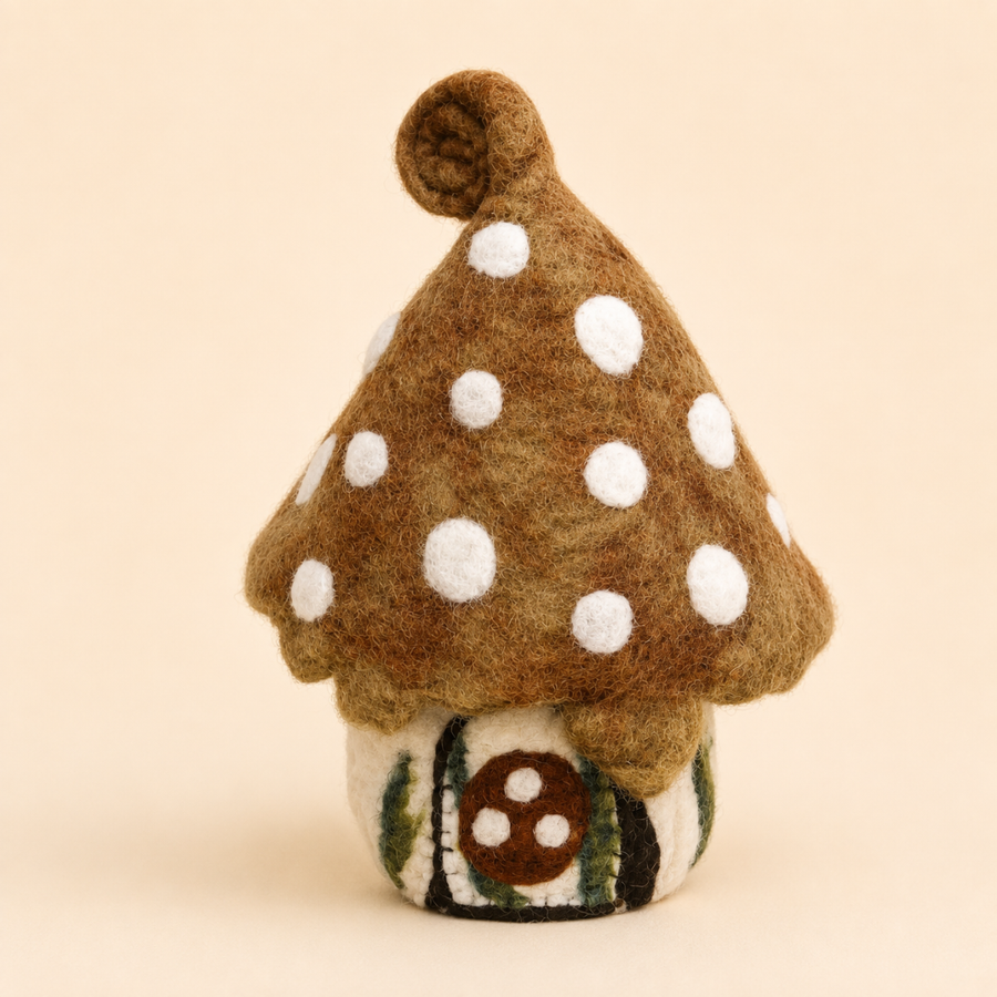 Felt Toadstool Home, Brown