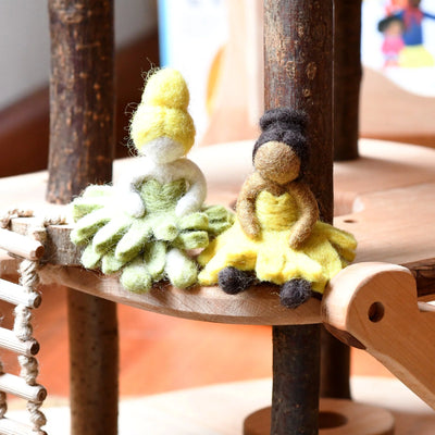 Sale Felt Waldorf Pocket Doll - Olive Green Dress