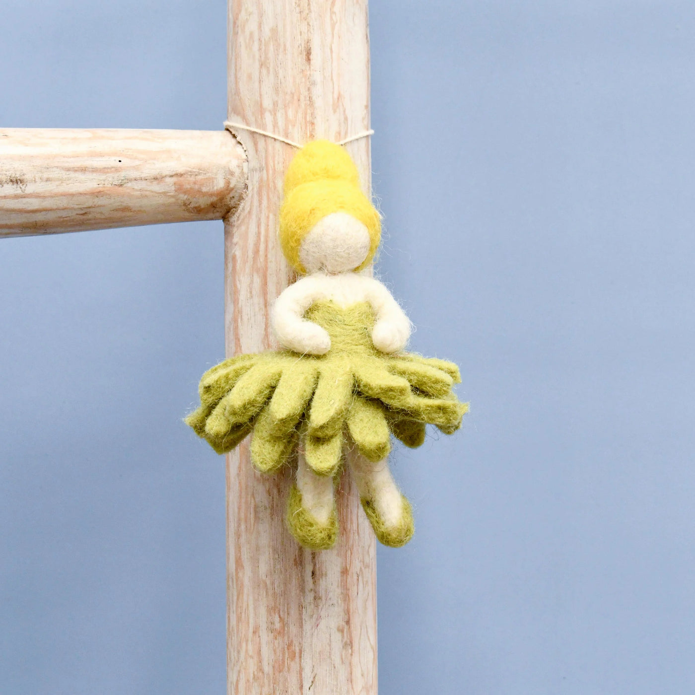 Sale Felt Waldorf Pocket Doll - Olive Green Dress
