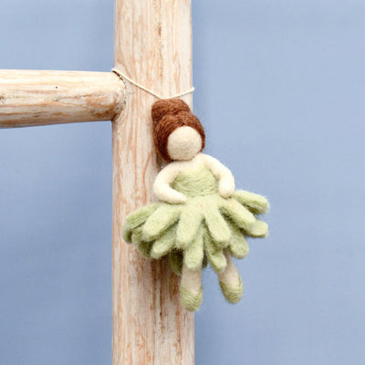 Felt Waldorf Pocket Doll - Sage Green Dress