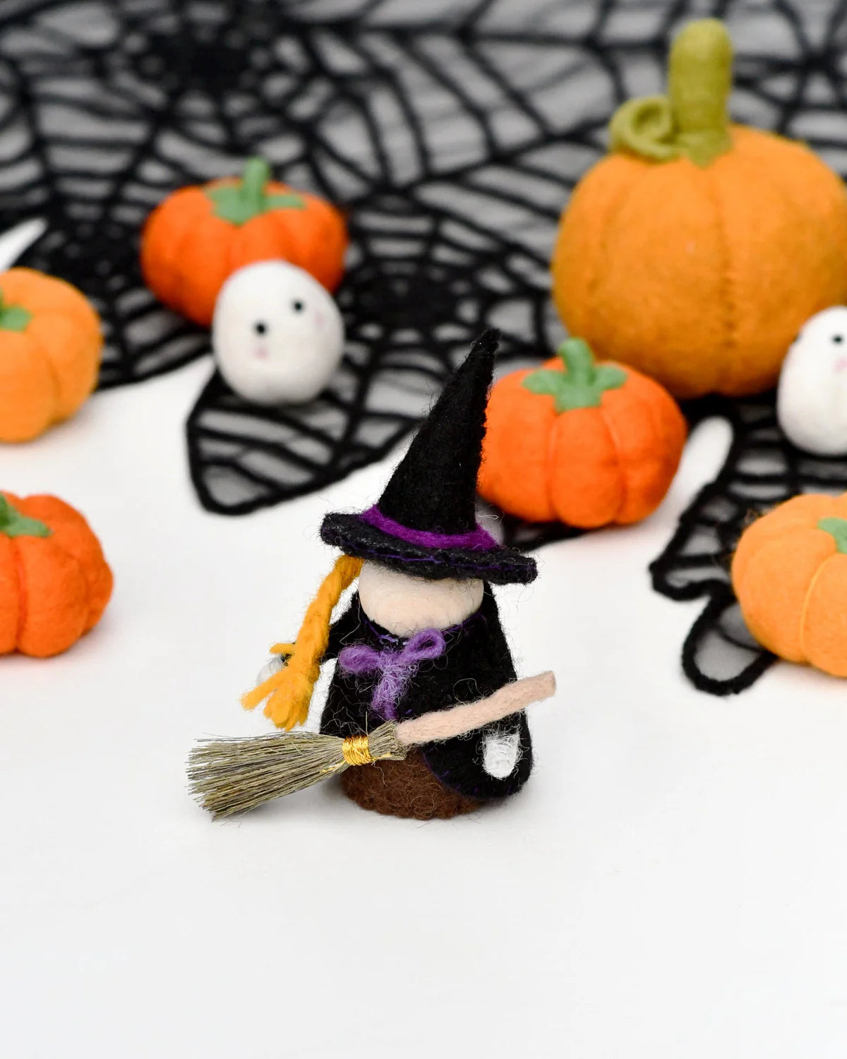 Pre-Order Felt Witch with Broom Peg Doll (Ships in September)
