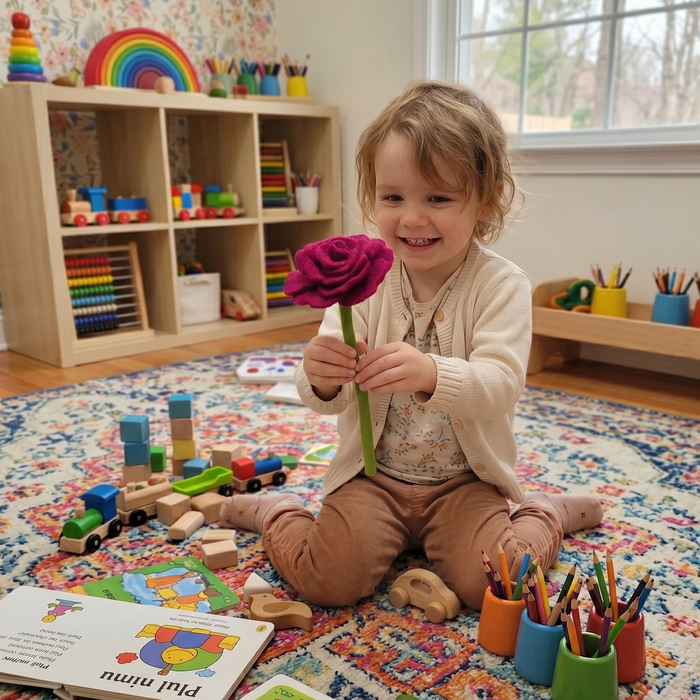 Felt Blooming Rose, Magenta