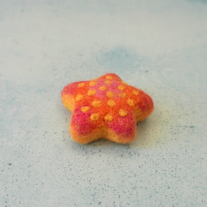Felt Star Fish, Little Brood hand-felted wool felt starfish, a reef creature for small-world ocean play.