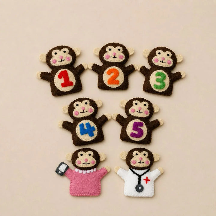 Five Little Monkeys, Finger Puppet Set of 7