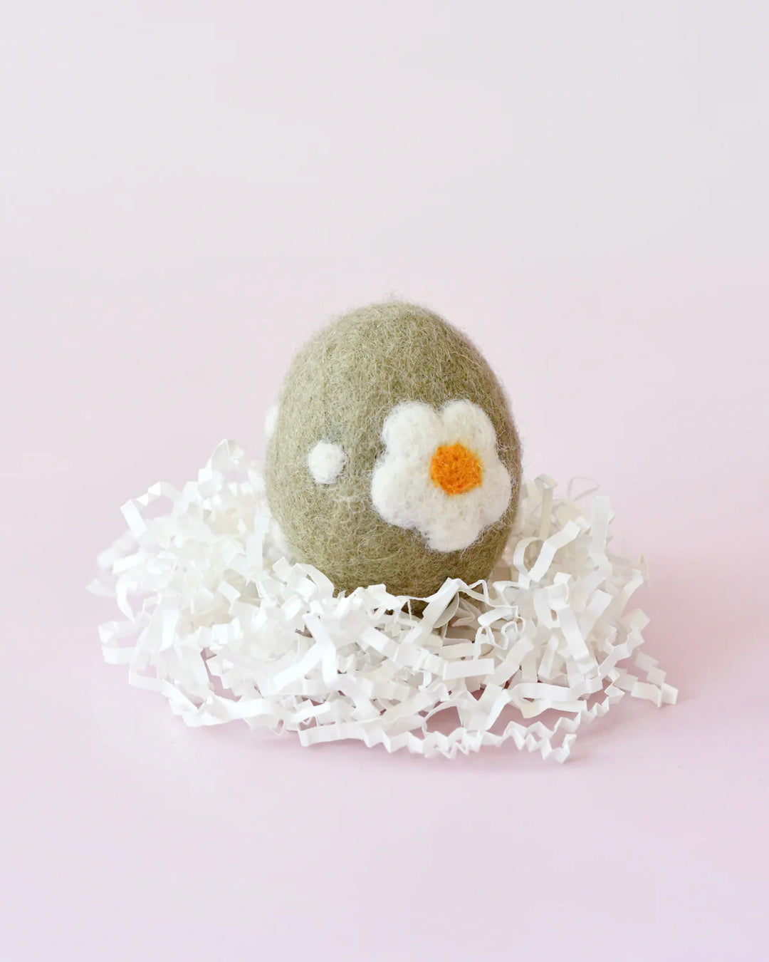 Felt Floral and Dots Egg, Sage