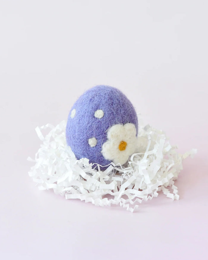Felt Floral and Dots Egg, Purple