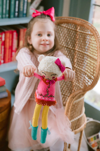 French Knot Lulu the Lamb Felt Doll