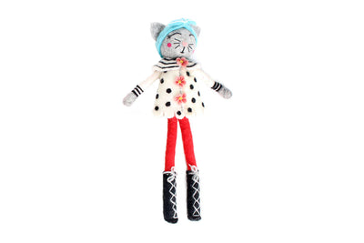 French Knot Sophia the Cat Felt Doll