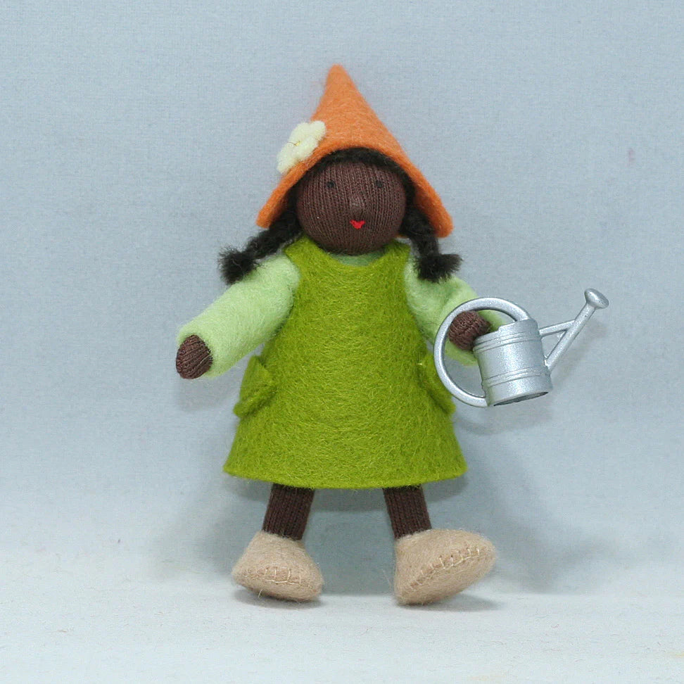 Sale Garden Gnome Girl with Watering Can| Dark Skin Tone