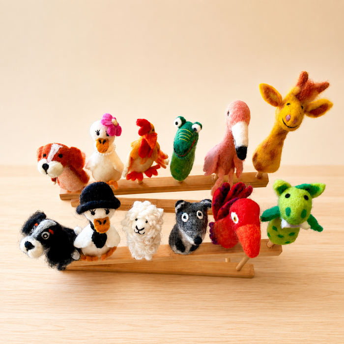 Wool felt finger puppet set, choose your favorites 12 pieces, for storytelling and small-world play