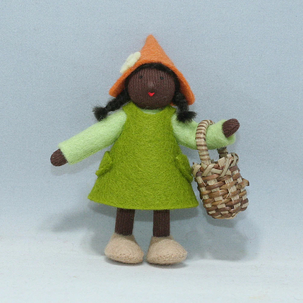 Sale Garden Gnome Girl with Basket | Dark Skin Tone