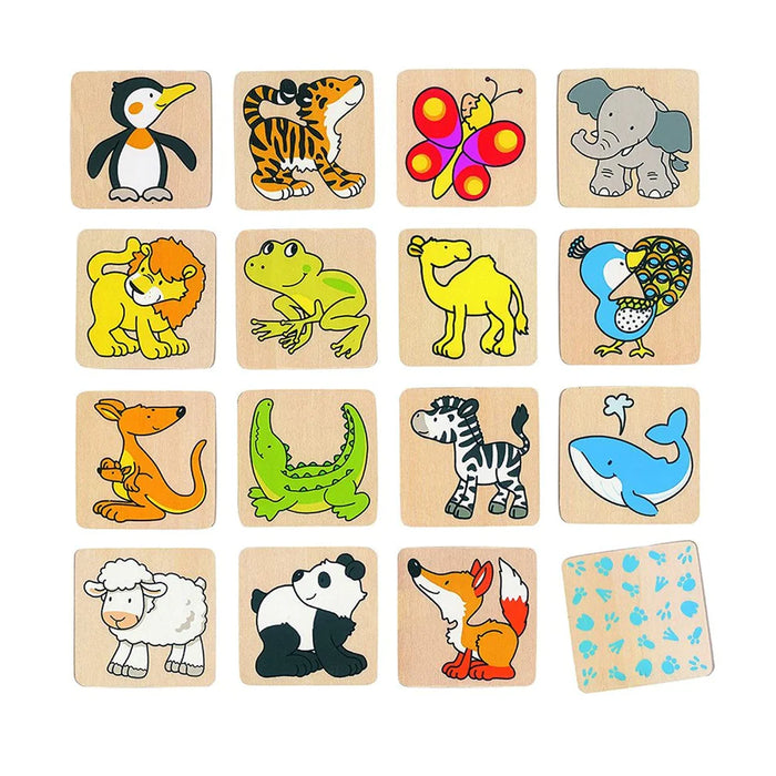 Goki Animal Memory Game, 32 Wooden Tiles