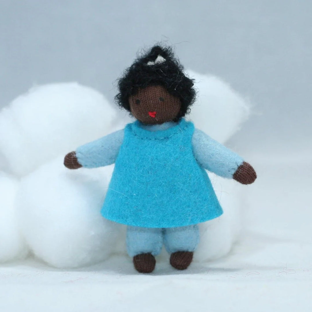 Sale Holiday Helper, Blue Dress, Dark Skin Tone