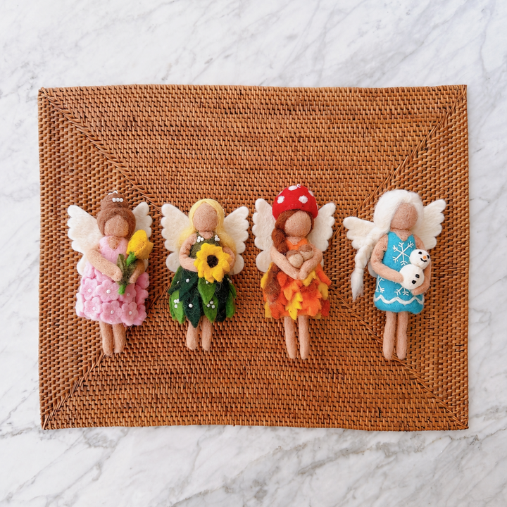 Four Seasons Fairy Felt Ornament Set – Spring, Summer, Fall &amp; Winter Angels