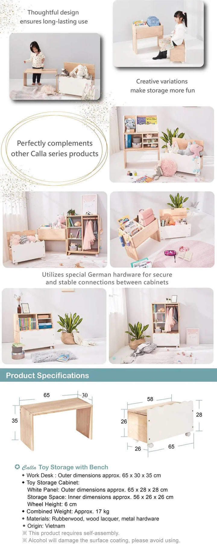 Calla Lid Toy Storage Cabinet - 2-in-1 Storage Box &amp; Bench