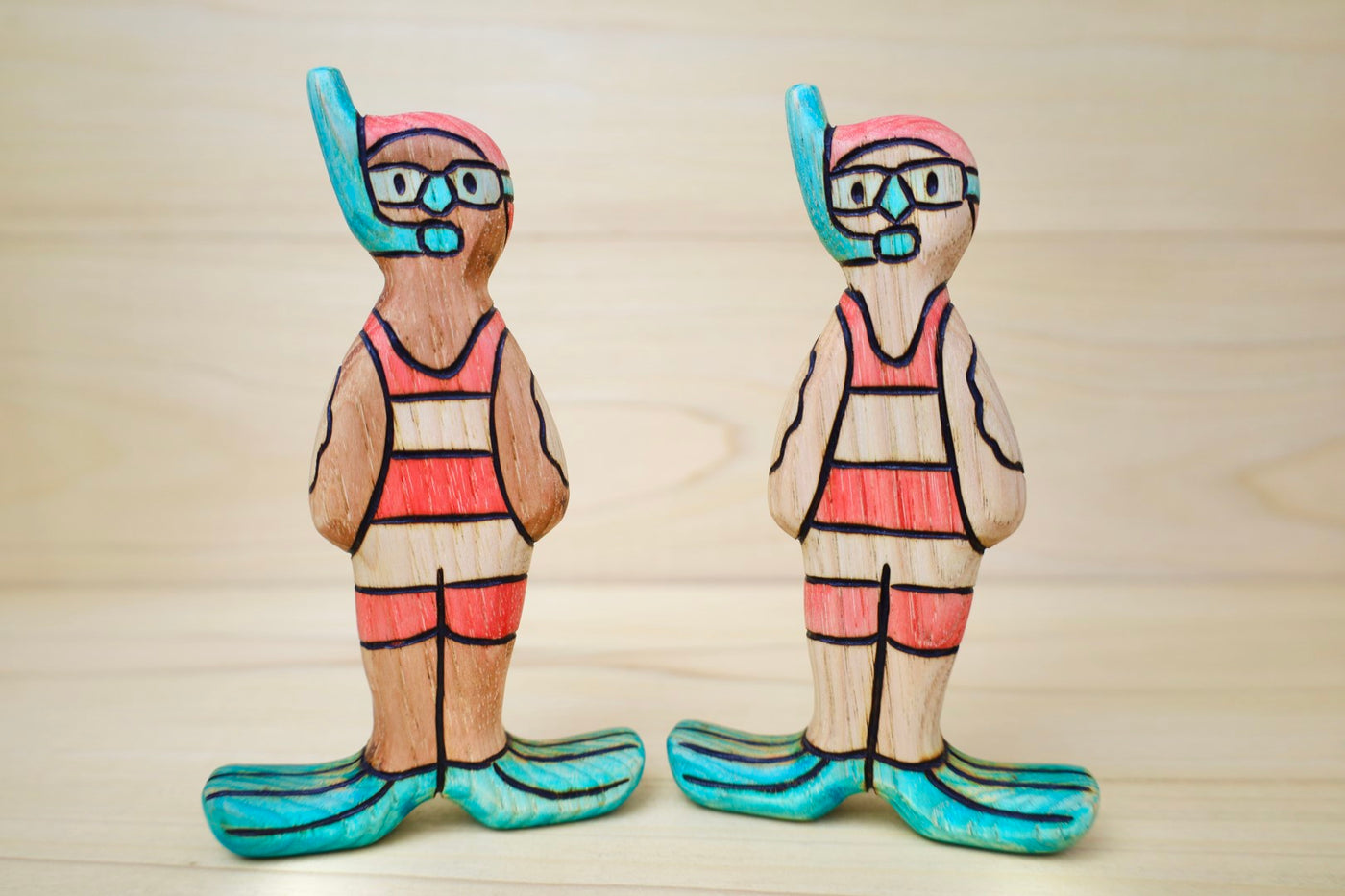 Wooden Retro Snorkel Swimmer