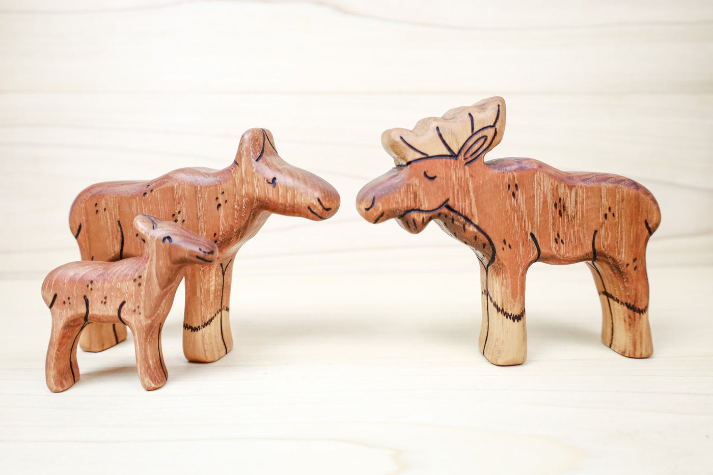 Wooden Moose Family- Daddy, Mama, or Baby Moose