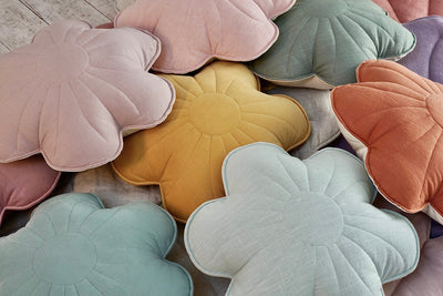 Linen "Powder Rose" Flower Pillow