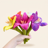 Little Brood felt flowers, a hand-felted wool bouquet in seven colors for felt gardens and sensory play. · view 1