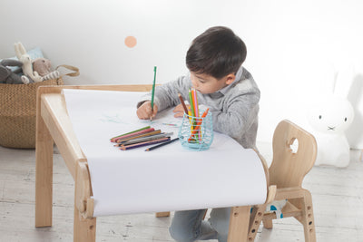 Mesasilla Primary Adjustable Table Set - with drawer-Bear Elephant Car Rabbit  Star - Height Adjustable