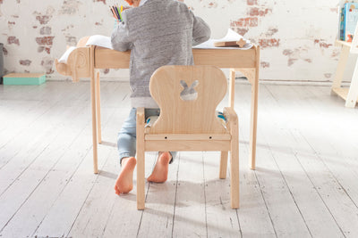 Mesasilla Primary Adjustable Table Set - with drawer-Bear Elephant Car Rabbit  Star - Height Adjustable