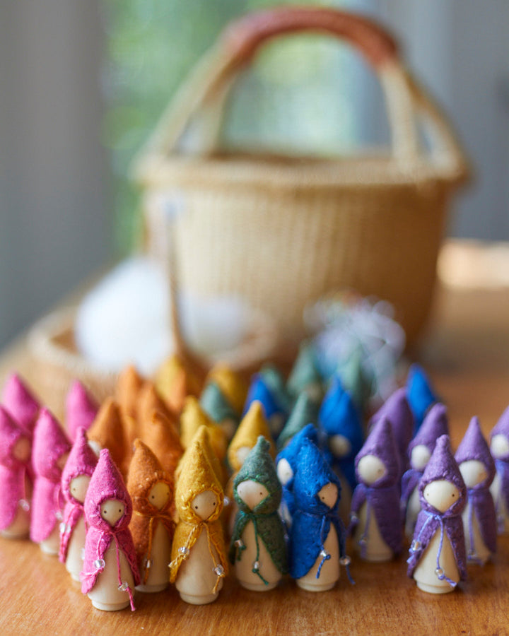Mini Purple Wooden Gnome
