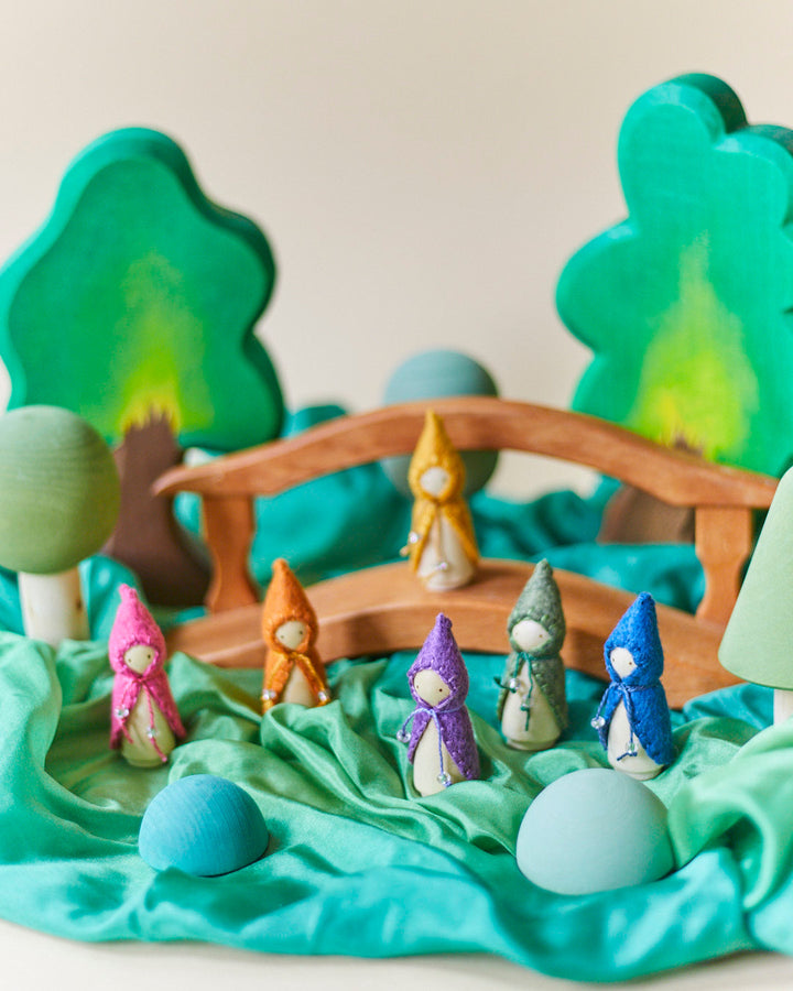 Mini Purple Wooden Gnome