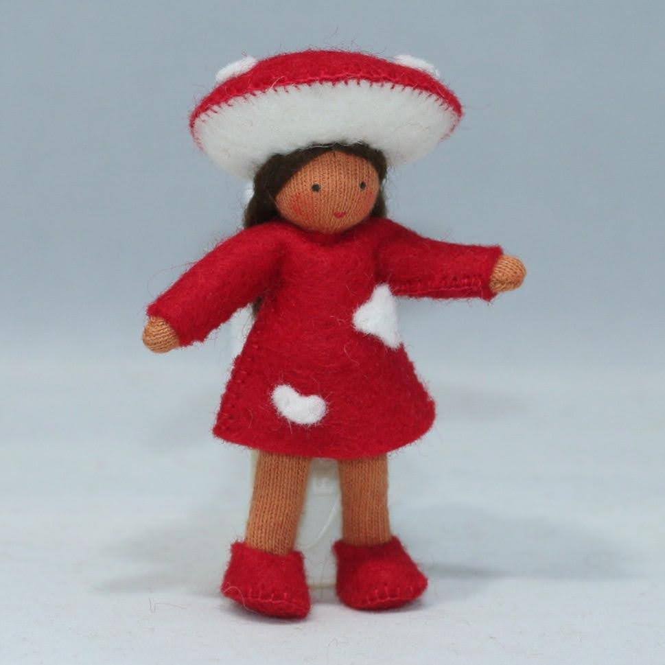 Sale Red Mushroom Family (3.5")  | Medium Skin Tone | Set of 5 Dolls