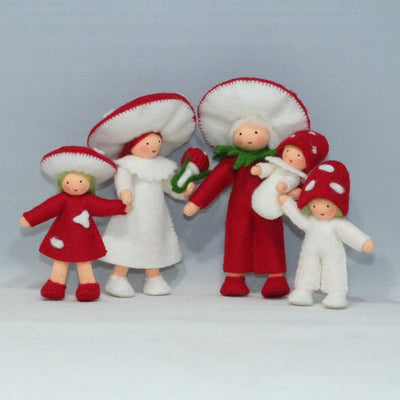 Sale Red Mushroom Family (3.5")  | Light Skin Tone | Set of 5 Dolls