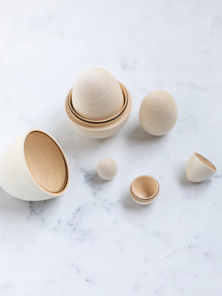 Natural Wooden Nesting Eggs, Set of 5