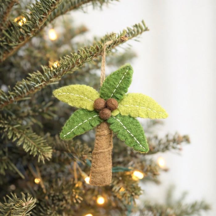 Handmade wool felt palm tree ornament