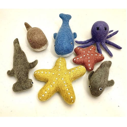 Papoose  Sea Animals, Set of 7