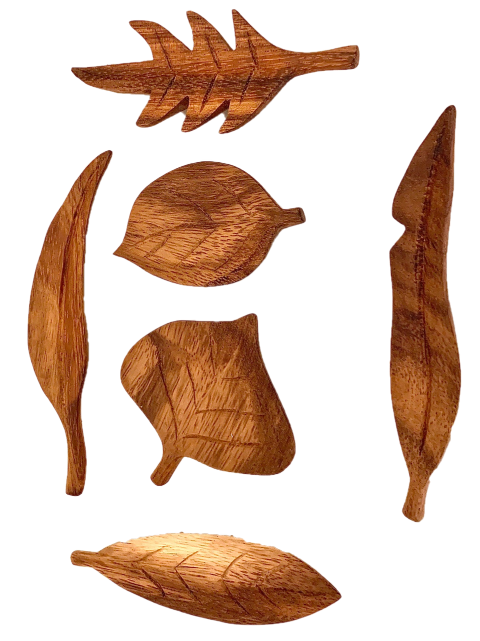 Papoose Wooden Leaves, Set of 6