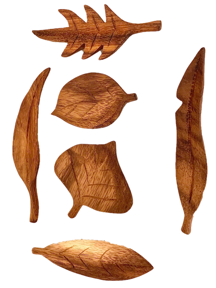 Papoose Wooden Leaves, Set of 6