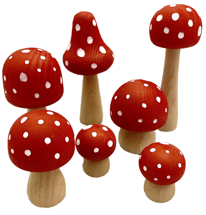 Sale Papoose Wooden Mushrooms, Red