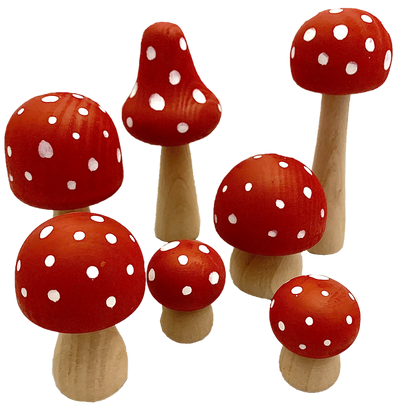 Papoose Wooden Mushrooms, Red